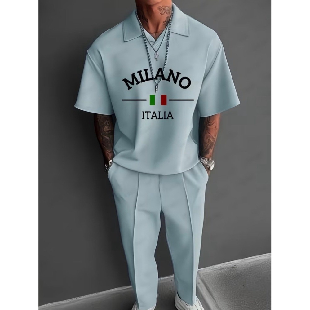 Men's MILANO ITALIA Polo Shirt and Pants Set Size 4XL New